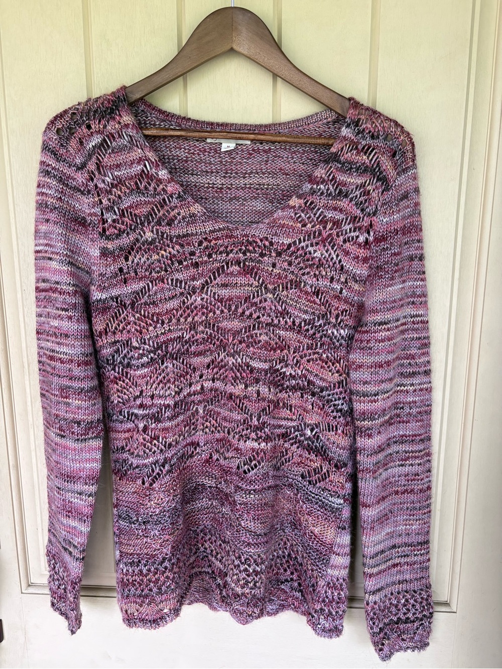 Dress Barn Pink Multi-Color Knit V-Neck Sweater
